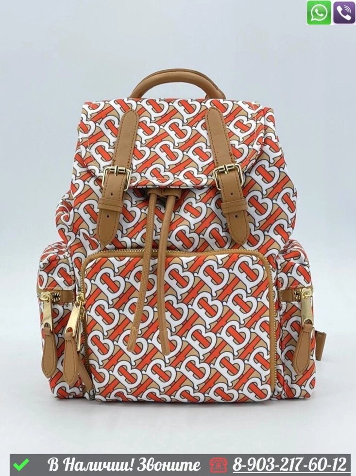 Рюкзак Burberry тканевый красный с логотипом от компании Интернет Магазин брендовых сумок и обуви - фото 1