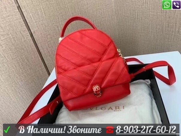Рюкзак Bvlgari Serpenti Cabochon Красный от компании Интернет Магазин брендовых сумок и обуви - фото 1