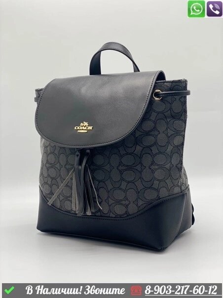 Рюкзак Coach кожаный Черный от компании Интернет Магазин брендовых сумок и обуви - фото 1