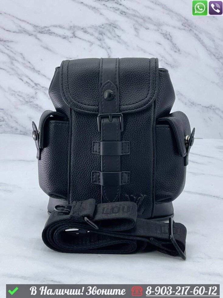 Рюкзак Louis Vuitton кожаный Черный от компании Интернет Магазин брендовых сумок и обуви - фото 1