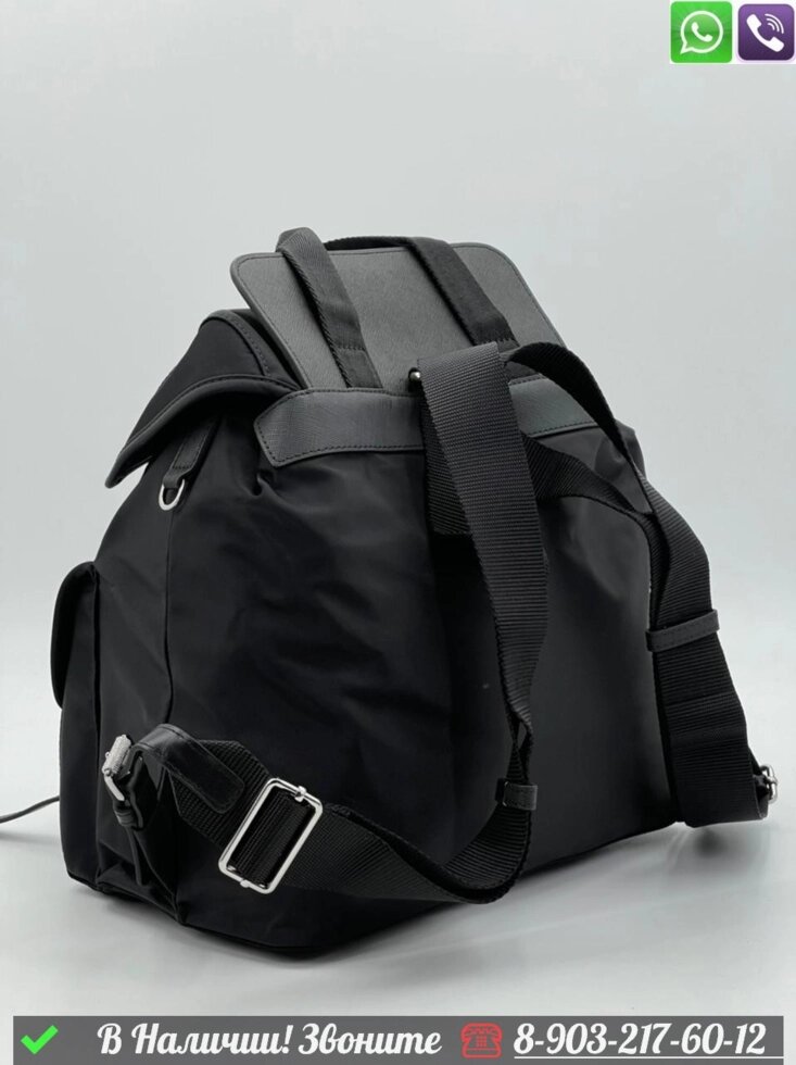 Рюкзак Prada черный с двумя карманами от компании Интернет Магазин брендовых сумок и обуви - фото 1