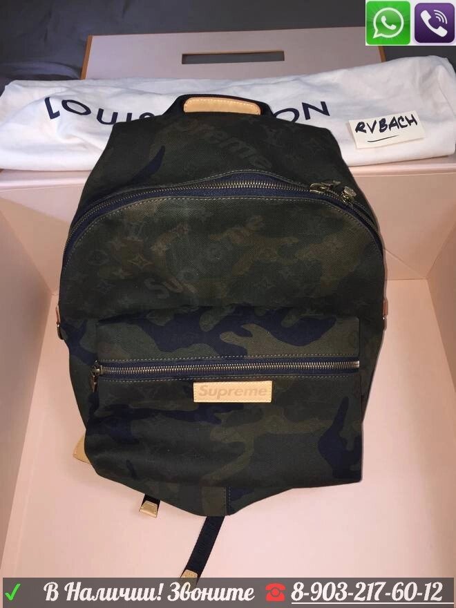 Рюкзак Темно зеленый Louis Vuitton apollo Supreme Тканевый от компании Интернет Магазин брендовых сумок и обуви - фото 1