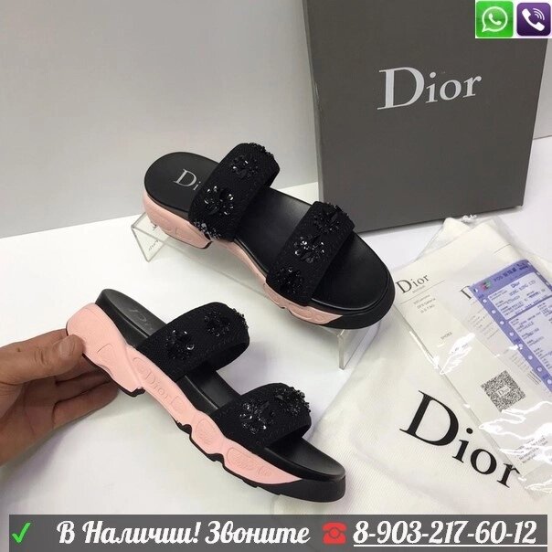 Сандалии Christian Dior черные Розовый от компании Интернет Магазин брендовых сумок и обуви - фото 1
