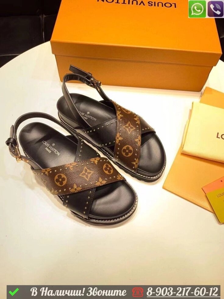 Сандалии Louis Vuitton коричневые от компании Интернет Магазин брендовых сумок и обуви - фото 1