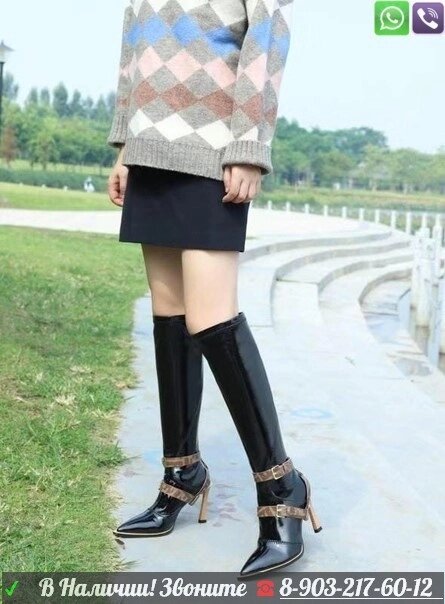 Сапоги Fendi на каблуке Черный от компании Интернет Магазин брендовых сумок и обуви - фото 1