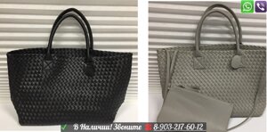 Серая Сумка Bottega Venetta Cabat Плетеная Botega Veneta