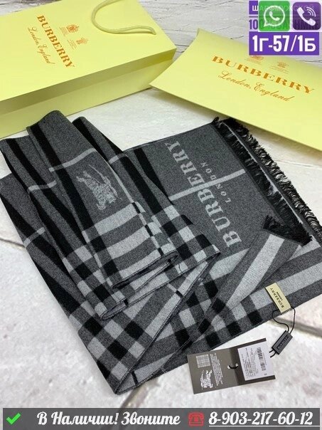 Шарф Burberry мужской клетчатый от компании Интернет Магазин брендовых сумок и обуви - фото 1