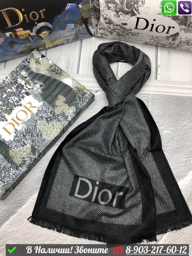 Шарф Dior с логотипом Черный от компании Интернет Магазин брендовых сумок и обуви - фото 1