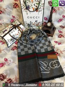 Шарф Gucci Серый Палантин с лого Gucci