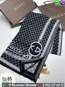 Шарф Gucci шерстяной с логотипом Серый