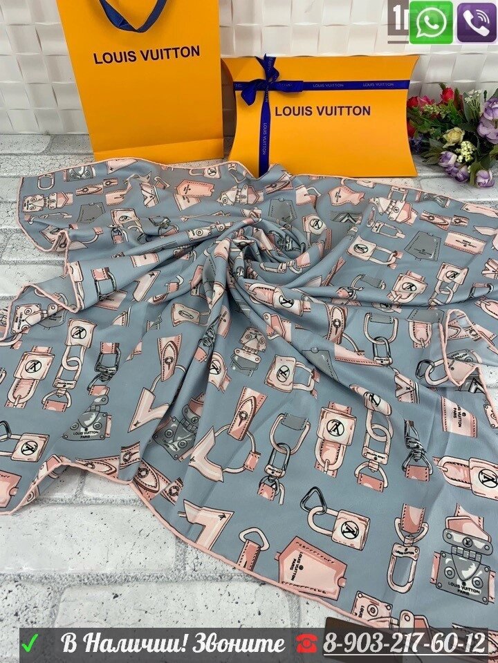 Шелковый Платок Louis Vuitton Луи Витон С замочками от компании Интернет Магазин брендовых сумок и обуви - фото 1