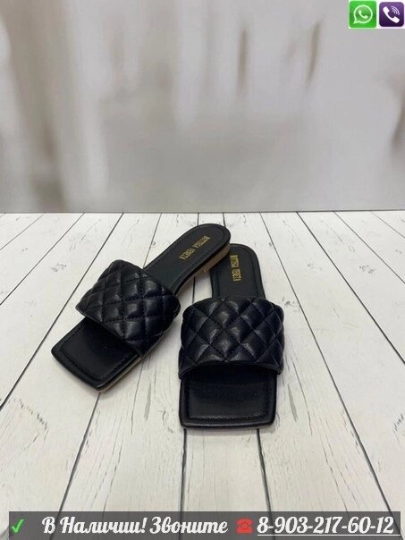 Шлепанцы Bottega Veneta тапочки Черный от компании Интернет Магазин брендовых сумок и обуви - фото 1