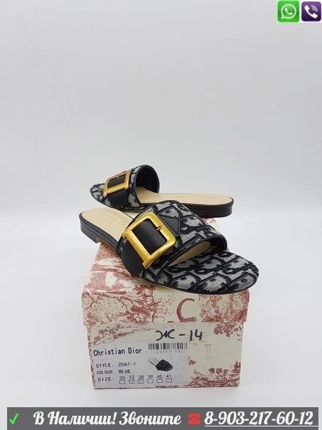 Шлепанцы Christian Dior с пряжкой Черный от компании Интернет Магазин брендовых сумок и обуви - фото 1