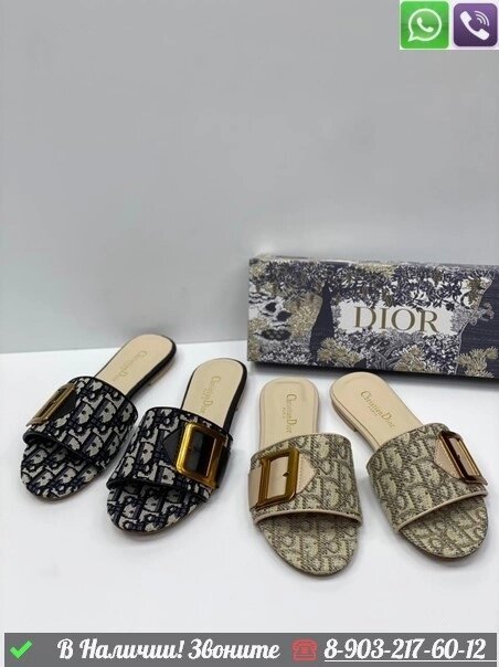 Шлепанцы Dior текстильные Бежевый от компании Интернет Магазин брендовых сумок и обуви - фото 1