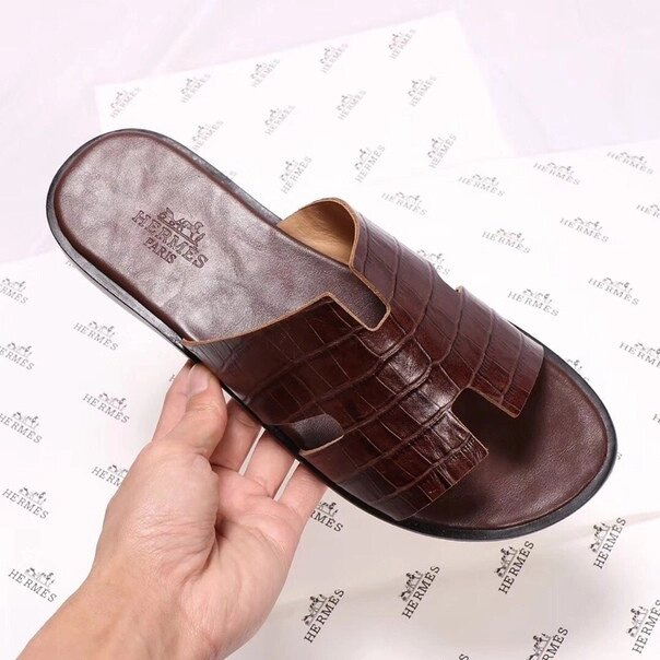 Шлепанцы Hermes коричневые от компании Интернет Магазин брендовых сумок и обуви - фото 1