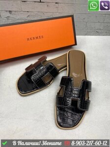 Шлепанцы Hermes кожаные черные