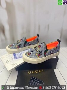 Слипоны Gucci с мики маусом Красный