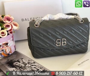 Сумка Balenciaga BB Round M Черная Баленсиага Charms