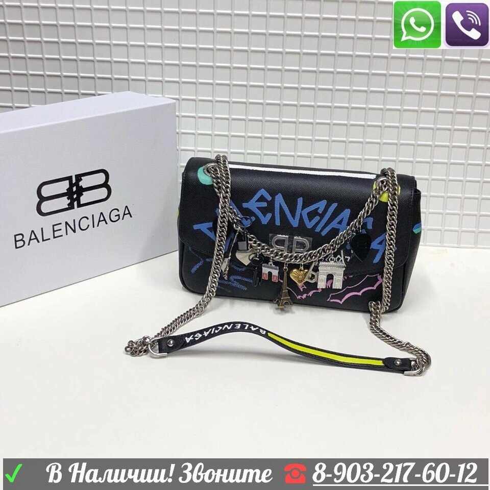 Сумка Balenciaga Chain Graffiti Баленсиага клатч Граффити от компании Интернет Магазин брендовых сумок и обуви - фото 1