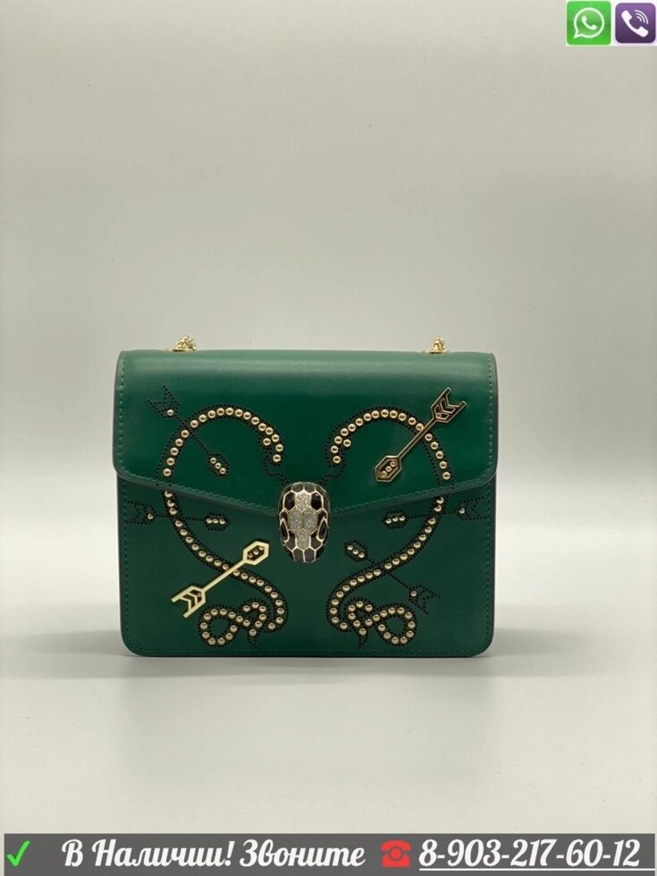 Сумка Bvlgari Serpenti миниатюрный клатч Булгари Зеленый от компании Интернет Магазин брендовых сумок и обуви - фото 1