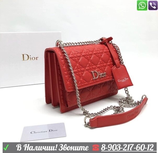 Сумка Christian Dior кожа икра Красный от компании Интернет Магазин брендовых сумок и обуви - фото 1