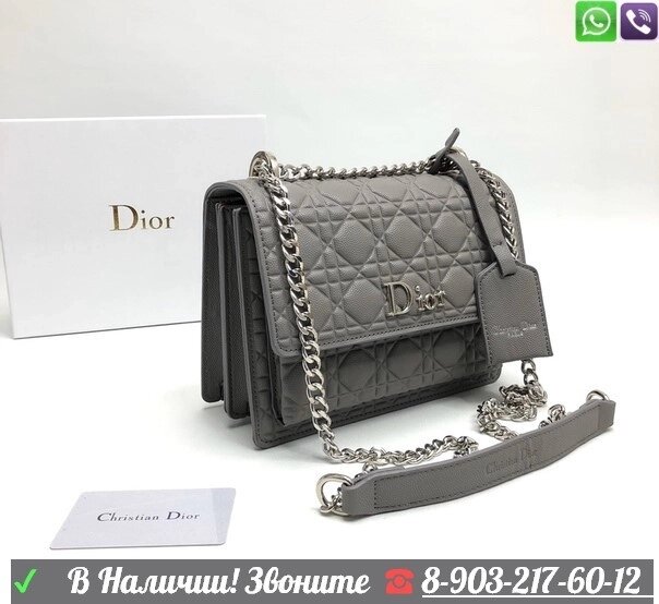 Сумка Christian Dior кожа икра Серый от компании Интернет Магазин брендовых сумок и обуви - фото 1