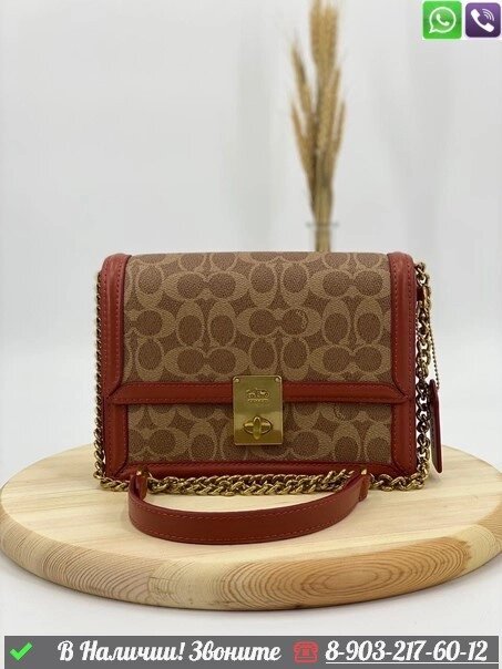 Сумка Coach Hutton коричневая от компании Интернет Магазин брендовых сумок и обуви - фото 1