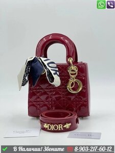 Сумка Dior Lady Dior красная ABC Dior