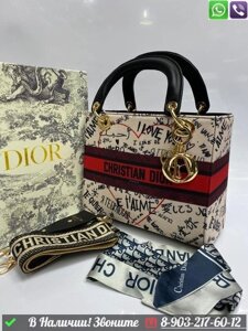 Сумка Dior Lady Dior тканевая Черно-белый