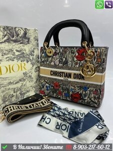 Сумка Dior Lady Dior тканевая Серый