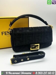 Сумка Fendi Baguette бархатная Коричневый