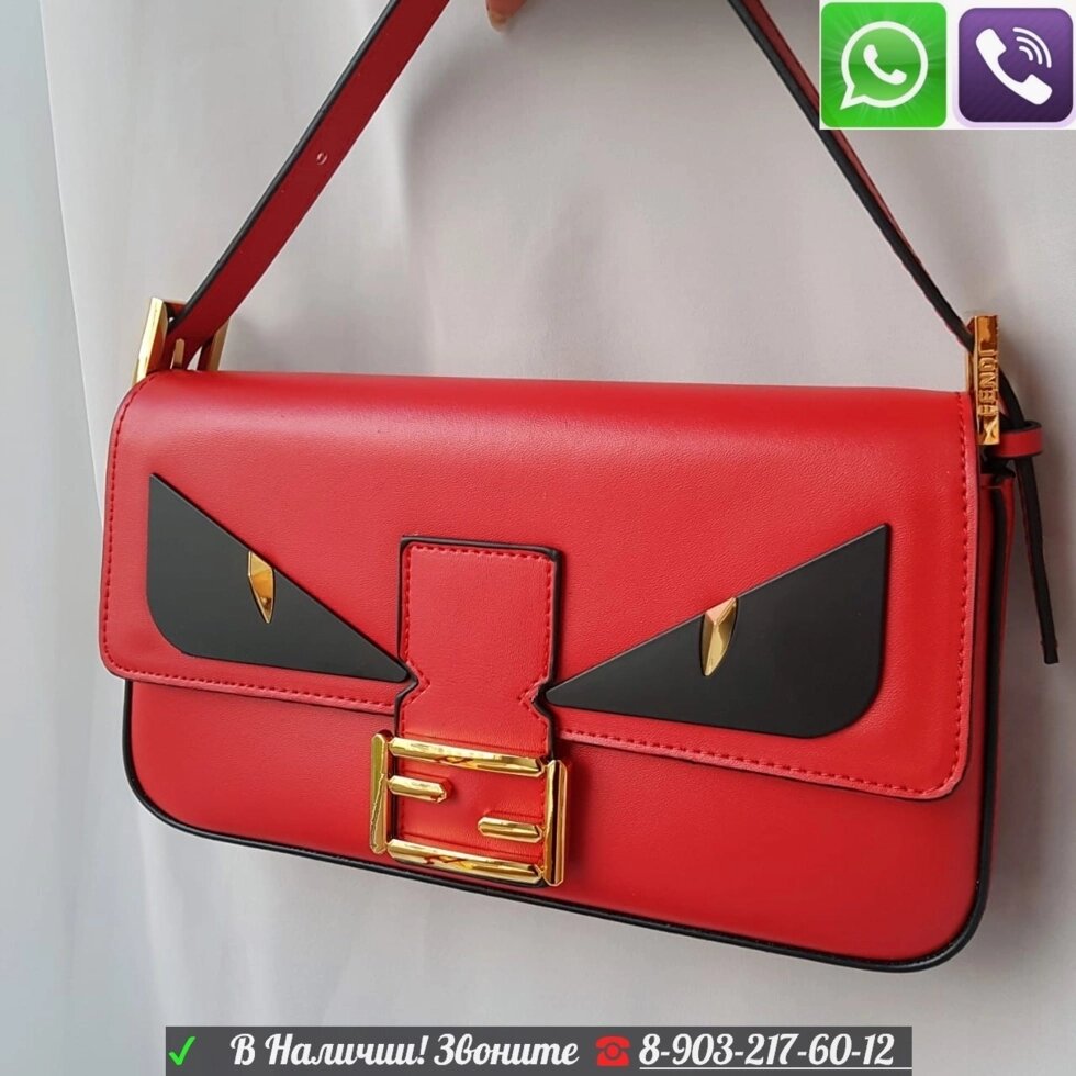 Сумка Fendi baguette Roma с глазами Красный от компании Интернет Магазин брендовых сумок и обуви - фото 1