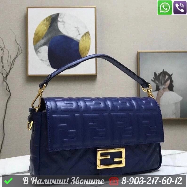 Сумка Fendi Baguette синяя от компании Интернет Магазин брендовых сумок и обуви - фото 1