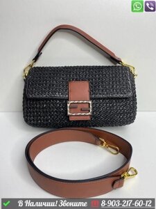 Сумка Fendi Baguette соломенная Бежевый