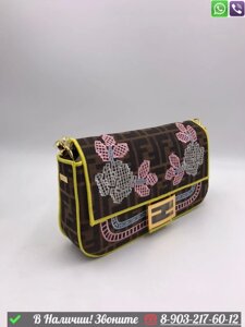 Сумка Fendi Baguette тканевая с вышивкой