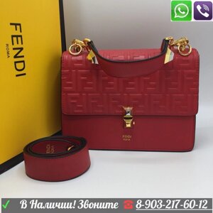 Сумка Fendi Kan c буквами натуральная кожа, Бордовый Серый