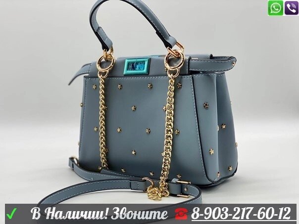 Сумка Fendi Peekaboo Mini Голубой от компании Интернет Магазин брендовых сумок и обуви - фото 1