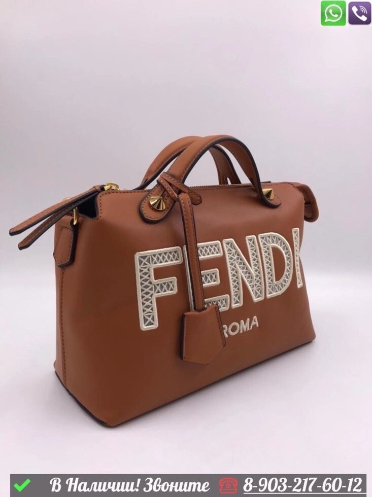 Сумка Fendi Roma тканевая Коричневый от компании Интернет Магазин брендовых сумок и обуви - фото 1