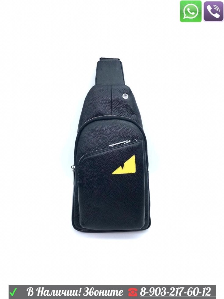 Сумка Fendi sling через плечо Фенди черная от компании Интернет Магазин брендовых сумок и обуви - фото 1