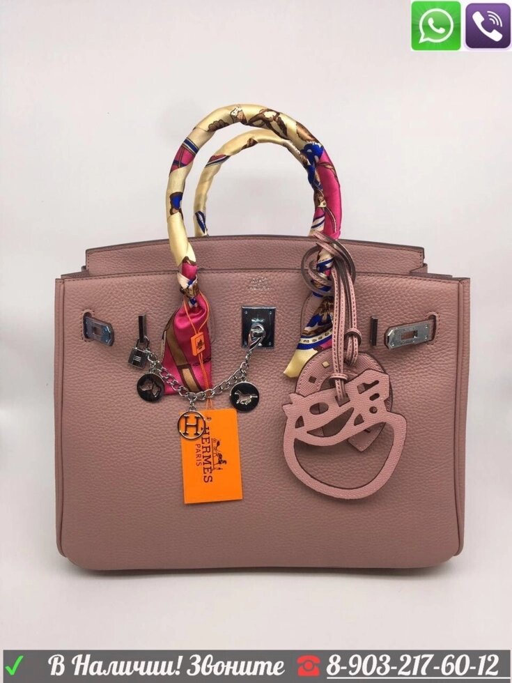 Сумка Гермес Hermes Birkin елочка швы Розовый от компании Интернет Магазин брендовых сумок и обуви - фото 1
