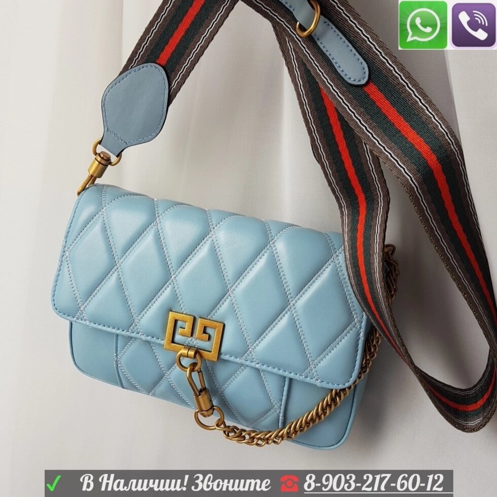 Сумка Givenchy Pocket Quilted GV3 Small Живанши клатч Голубой от компании Интернет Магазин брендовых сумок и обуви - фото 1
