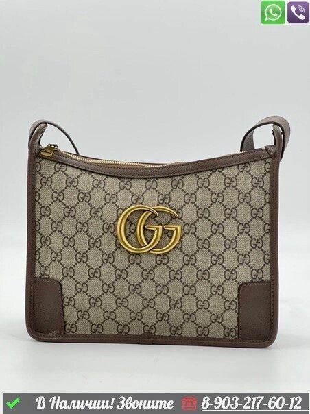 Сумка Gucci кожаная Серый от компании Интернет Магазин брендовых сумок и обуви - фото 1