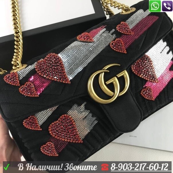 Сумка Gucci Marmont с вышивкой от компании Интернет Магазин брендовых сумок и обуви - фото 1