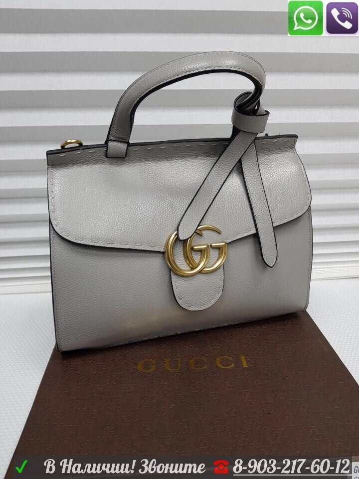 Сумка Gucci Top handle GG Marmont Серый ##от компании## Интернет Магазин брендовых сумок и обуви - ##фото## 1