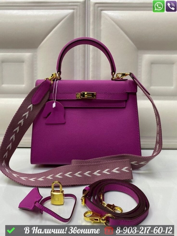 Сумка Hermes Birkin кожаная Фиолетовый от компании Интернет Магазин брендовых сумок и обуви - фото 1