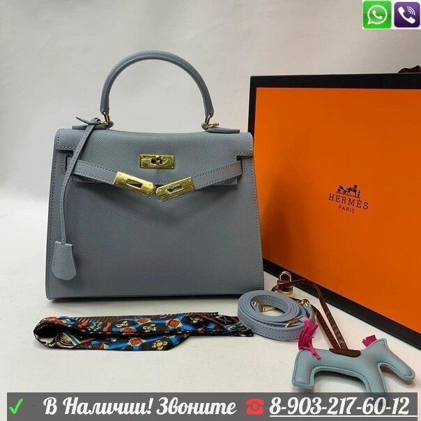 Сумка Hermes Kelly 28 Epsom Серый от компании Интернет Магазин брендовых сумок и обуви - фото 1