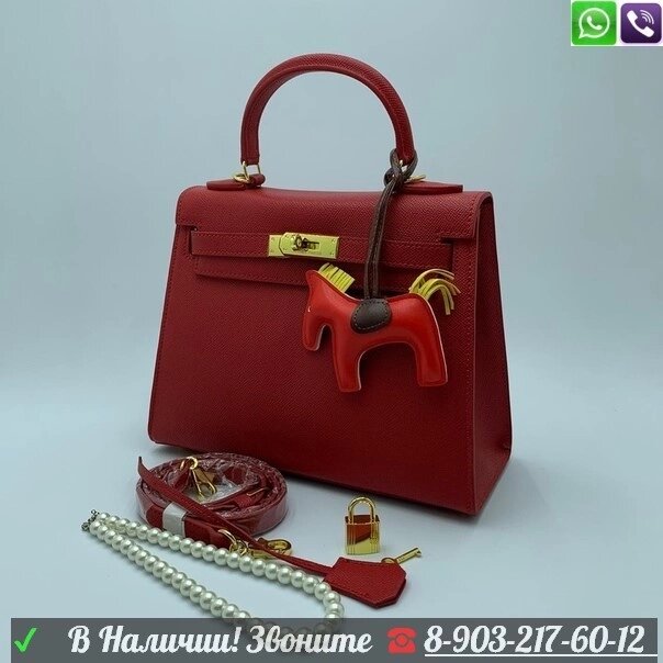 Сумка Hermes Kelly Epsom Красный от компании Интернет Магазин брендовых сумок и обуви - фото 1