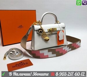 Сумка Hermes Kelly мини Гермес Белый Красный