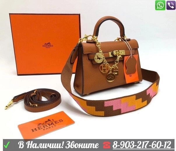 Сумка Hermes Kelly мини Гермес Красный Оранжевый от компании Интернет Магазин брендовых сумок и обуви - фото 1