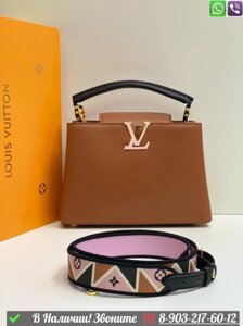 Сумка Louis Vuitton Capucines c Цветным ремнем Черный